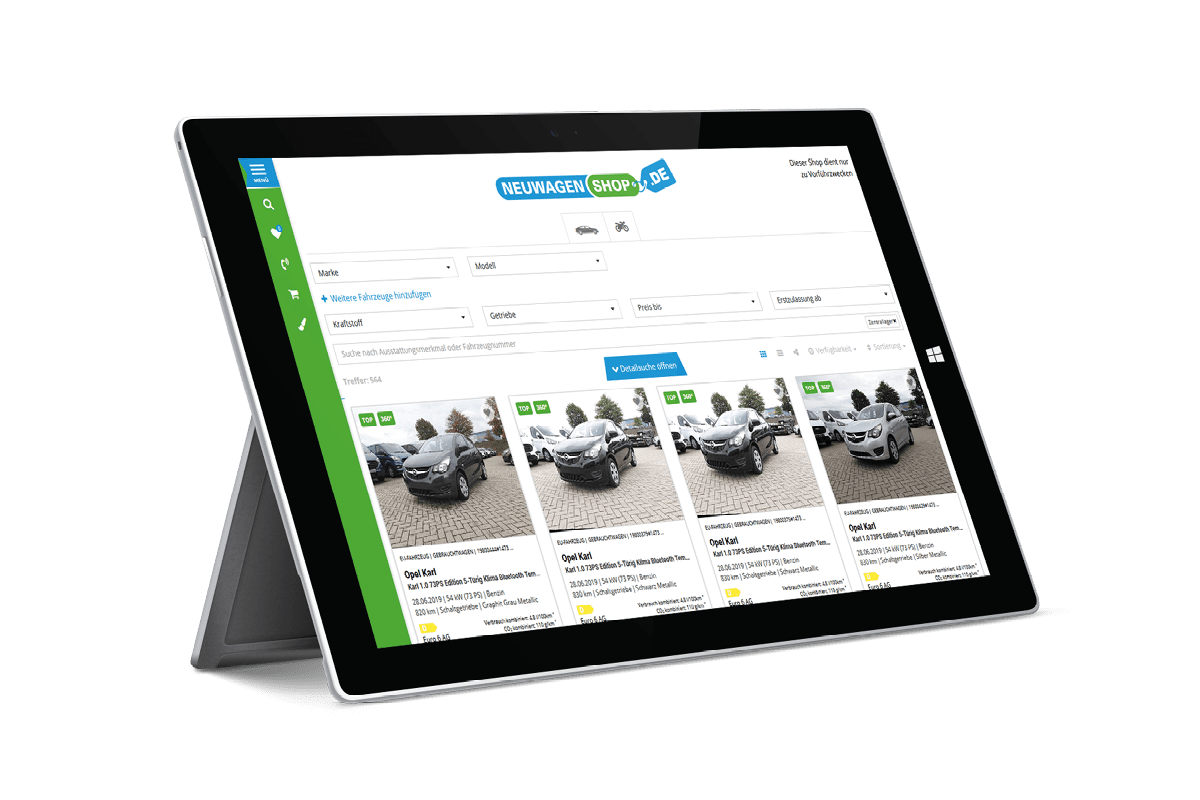 Fahrzeug-Showroom mit Onlinehandel Fahrzeug-Showroom mit Onlinehandel