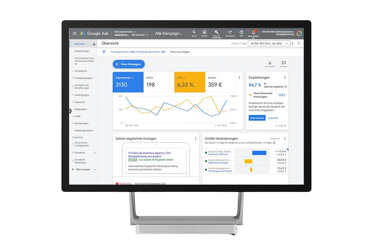 Google Ads von audaris als modix Alternative