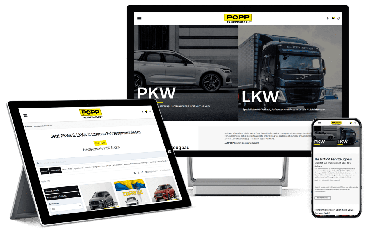 Popp Fahrzeugbau Webdesign & Showroom